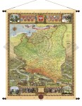 Polska XX-lecie międzywojenne. Mapa ścienna Polski w latach 1918-1939. Pergamena