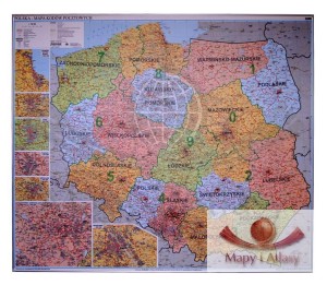 Polska. Mapa ścienna administracyjna z kodami pocztowymi 1:700 000. Wersja do wpinania
